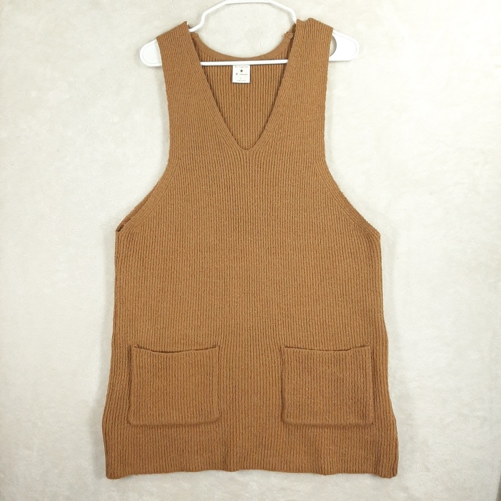 By Together Collection Women L Camel Brown Ribbed Knit Sleeveless Sweater Dress‎